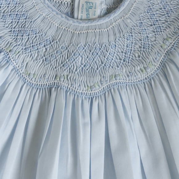 RARE Blue Feltman Brothers Bishop Dress Smocked Embroidery Heirloom Portrait NWT - Picture 3 of 4